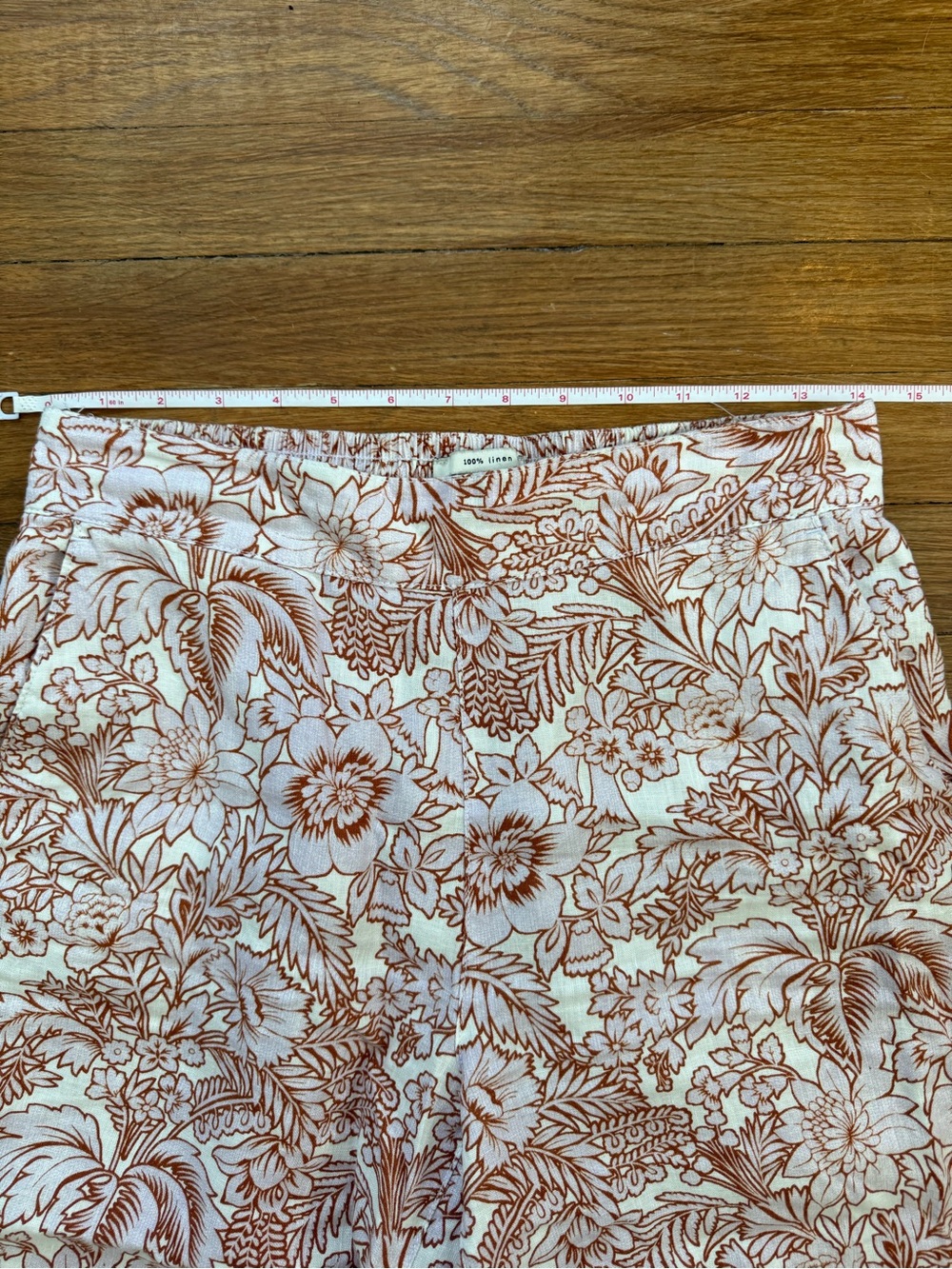 Rachel Zoe 100% Linen Floral Wide-Leg Crop Pants - Picture 3 of 5